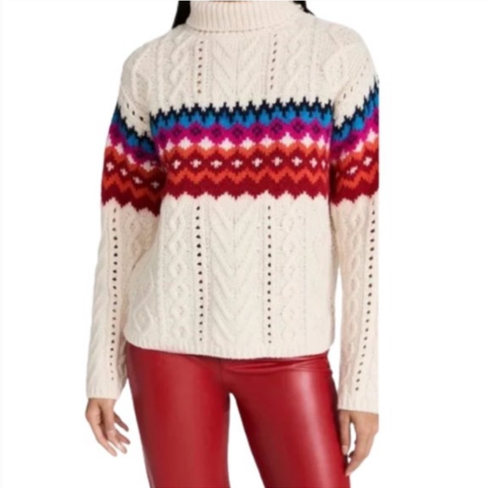 Rag & Bone Willow Fair Isle Alpaca Wool Blend Knit Turtleneck Sweater Size M NWT